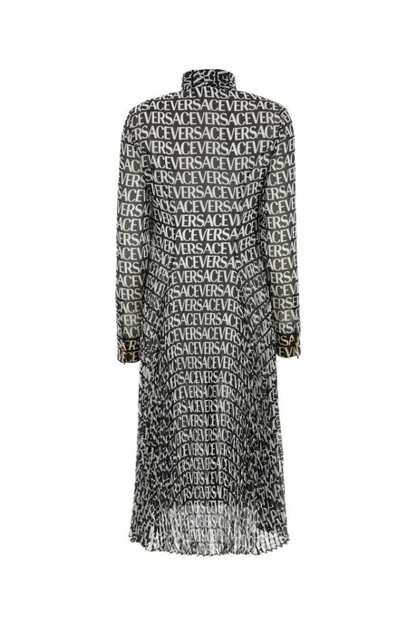 VERSACE Printed Crepe Mini Shirt Dress