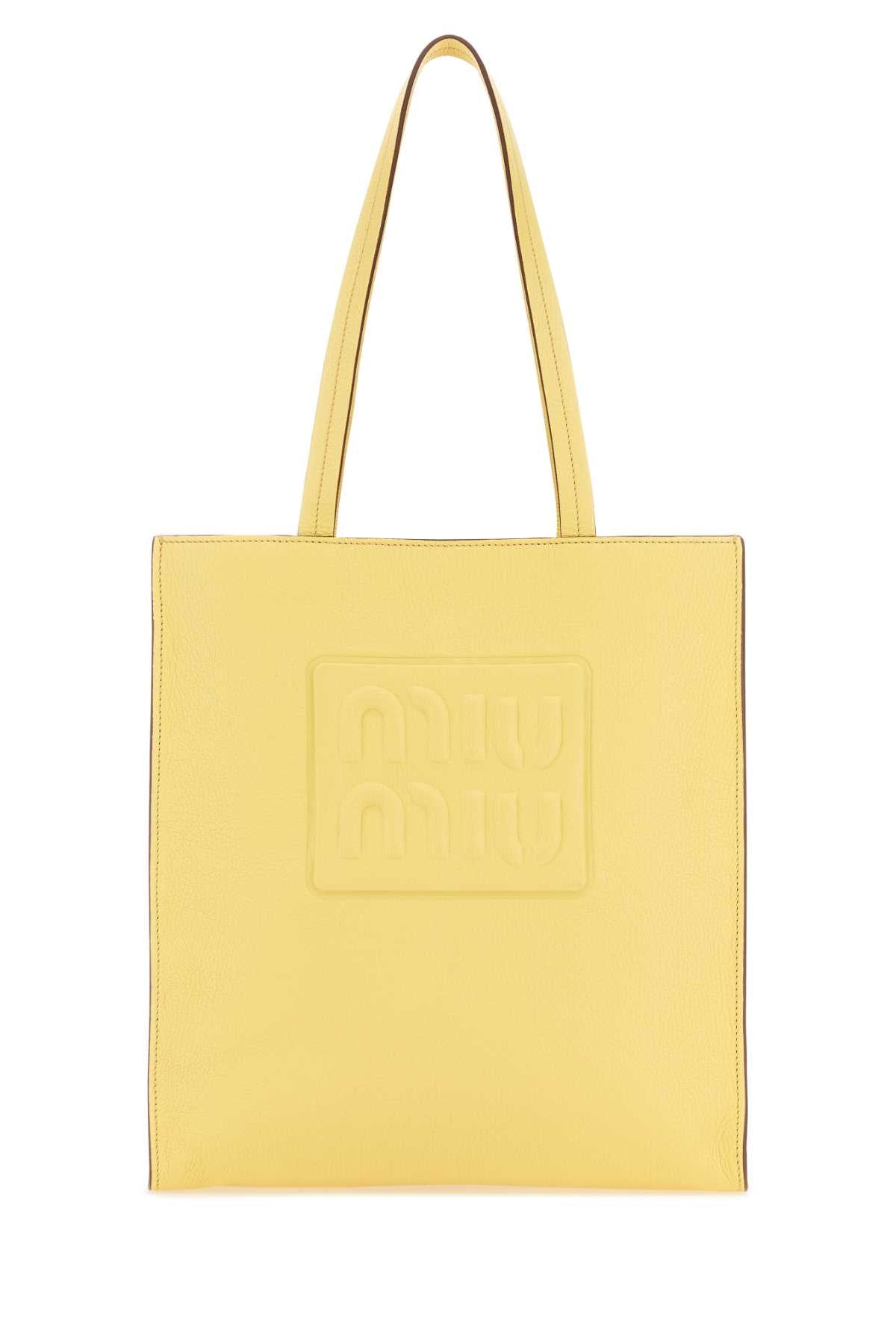 MIU MIU Pastel Yellow Leather Shopping Handbag - 28cm x 31cm