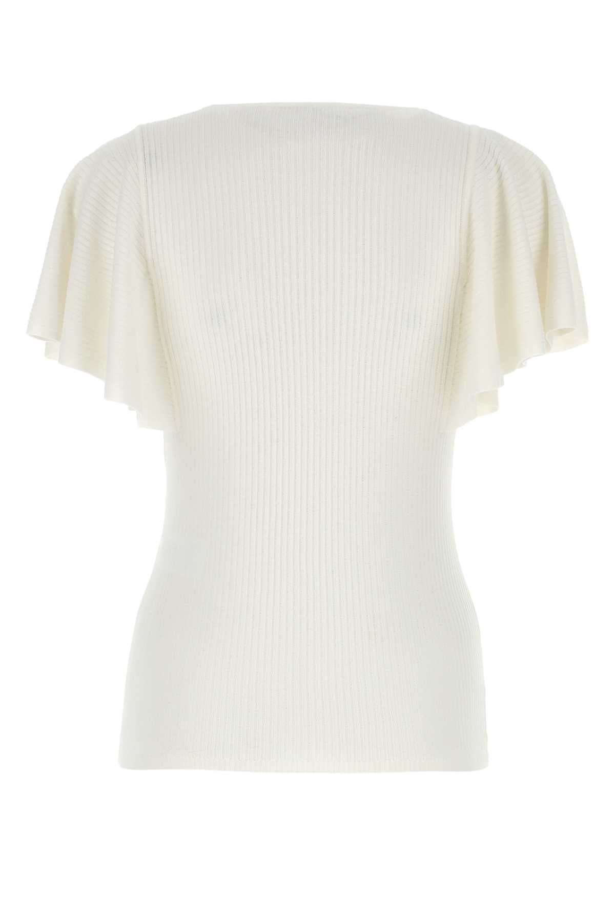 CHLOE Ivory Stretch Wool Blend Top