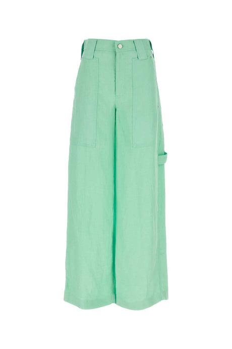 STELLA McCARTNEY Wide-Leg Twill Pants in Mint Green