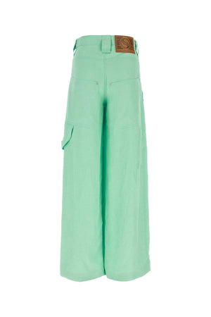 STELLA McCARTNEY Wide-Leg Twill Pants in Mint Green