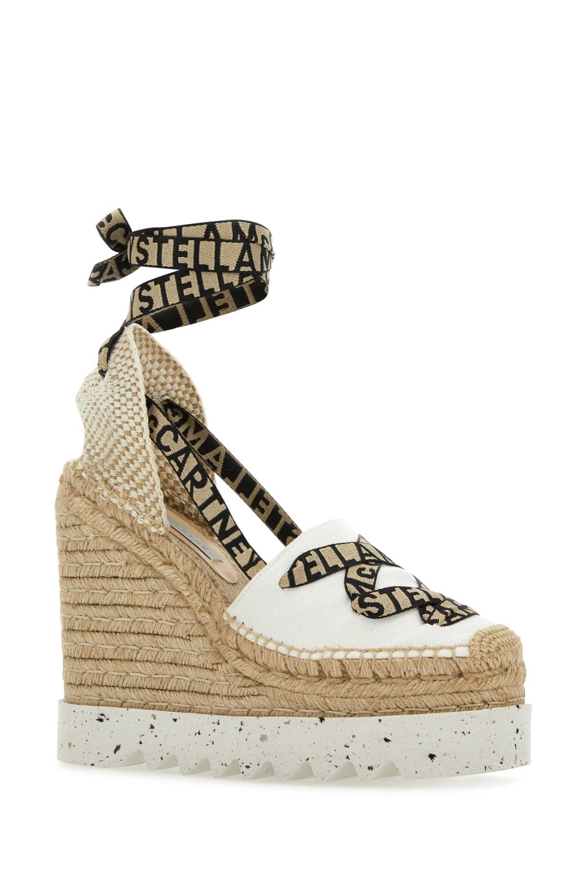 STELLA McCARTNEY Ivory Cotton Gaia Wedges - 12 cm Height