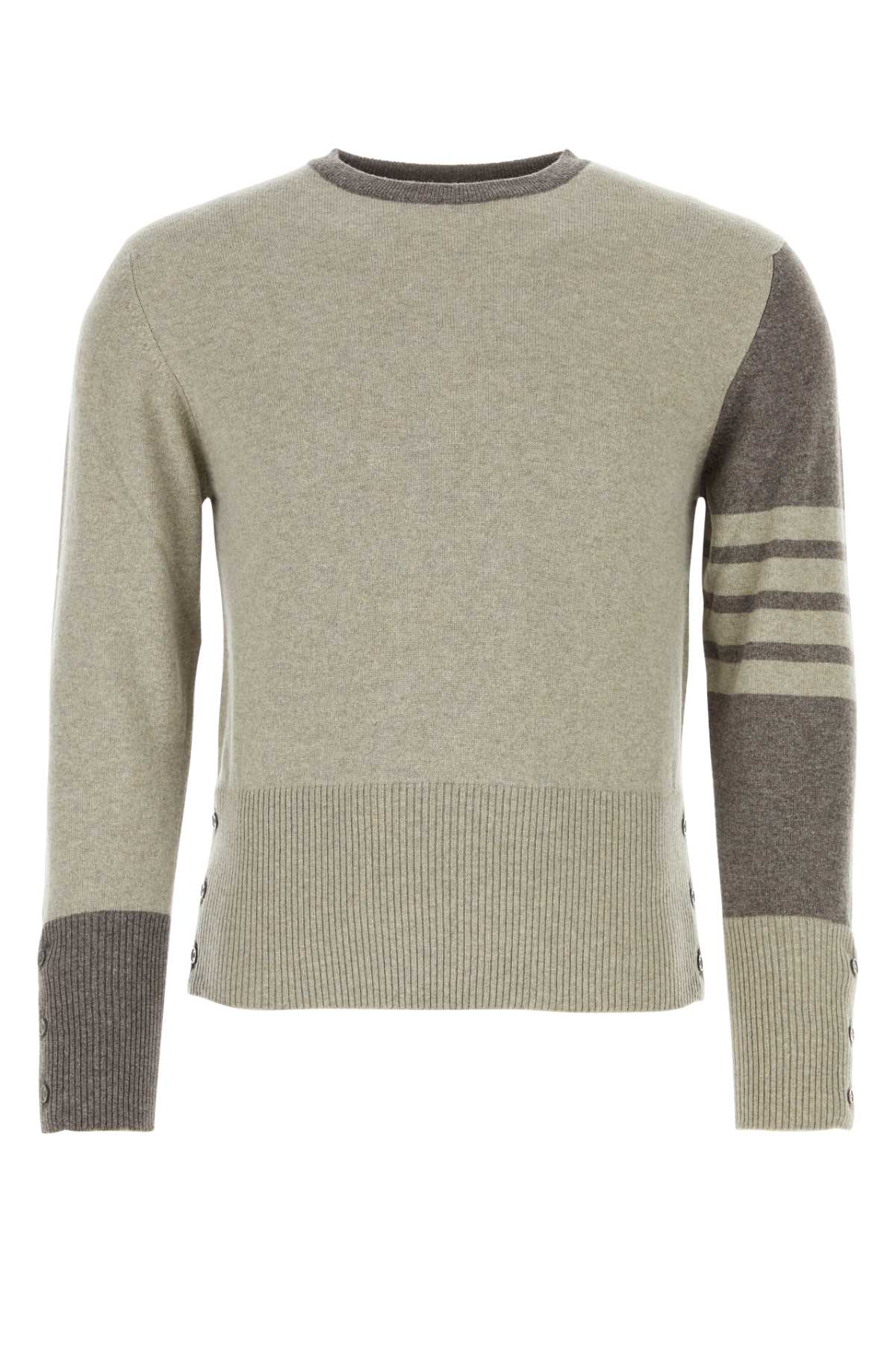 THOM BROWNE Two-tone Cashmere Sweater for Men - Seasonal Style 23W