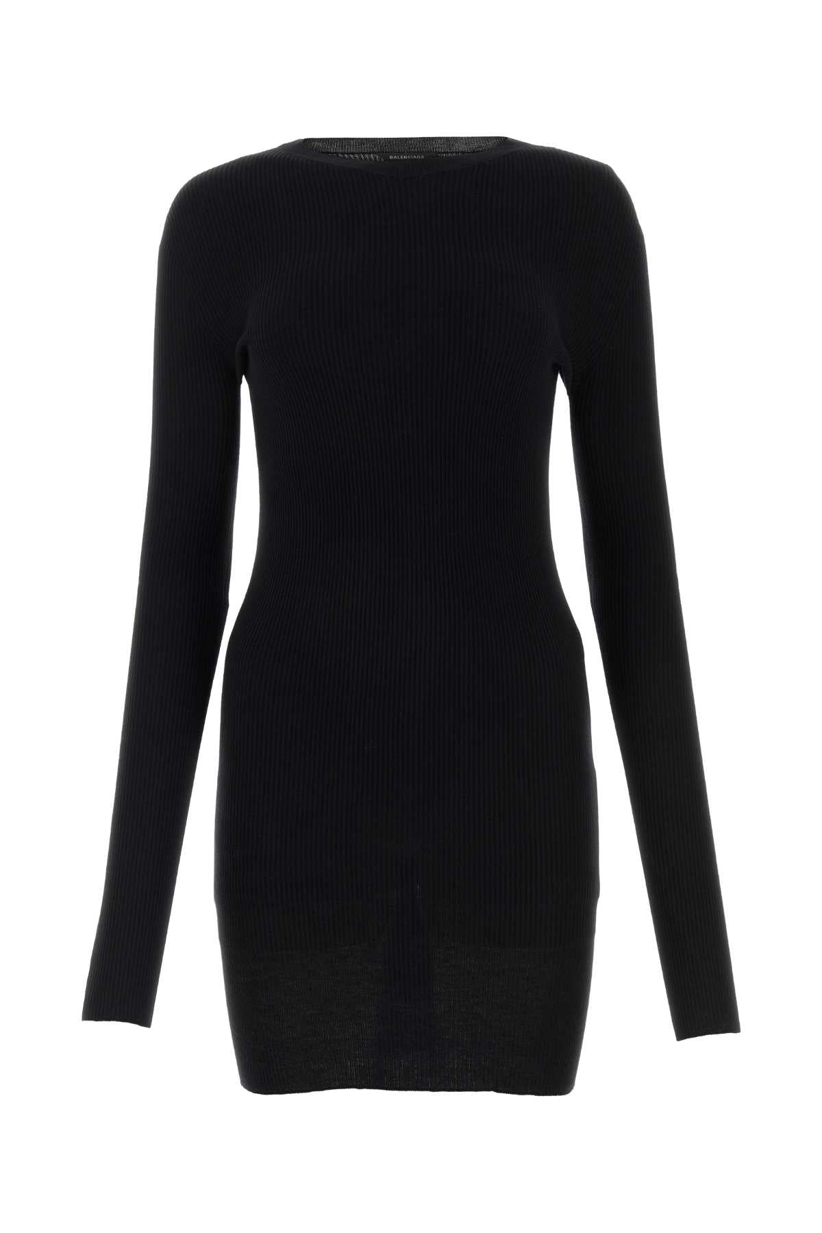 BALENCIAGA Elegant Black Cotton Mini Dress for Women