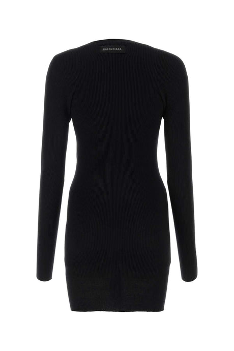 BALENCIAGA Elegant Black Cotton Mini Dress for Women