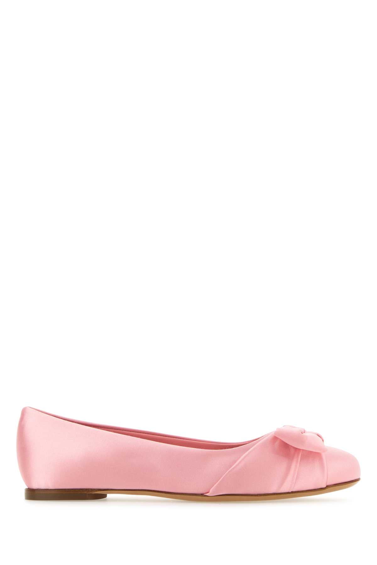 SALVATORE FERRAGAMO Chic Pink Satin Ballerina Flats for Women