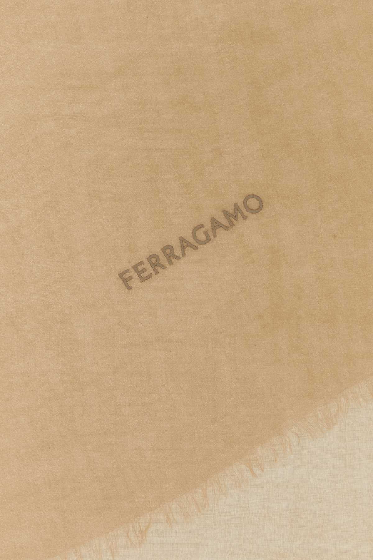 SALVATORE FERRAGAMO Luxurious Camel Cashmere Scarf - 240 cm x 40 cm