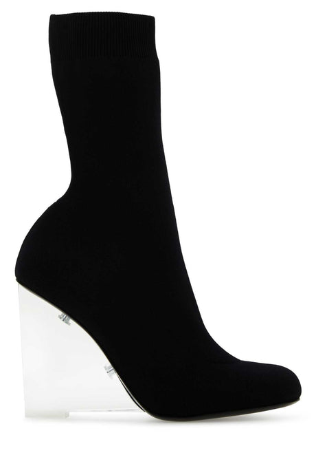 ALEXANDER MCQUEEN Black Stretch Nylon Shard Ankle Boots - 10.5 cm Heel