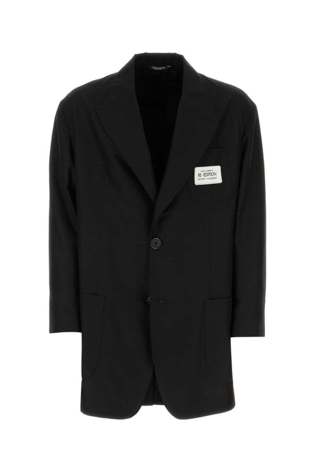 DOLCE & GABBANA Oversize Black Shantung Blazer for Men