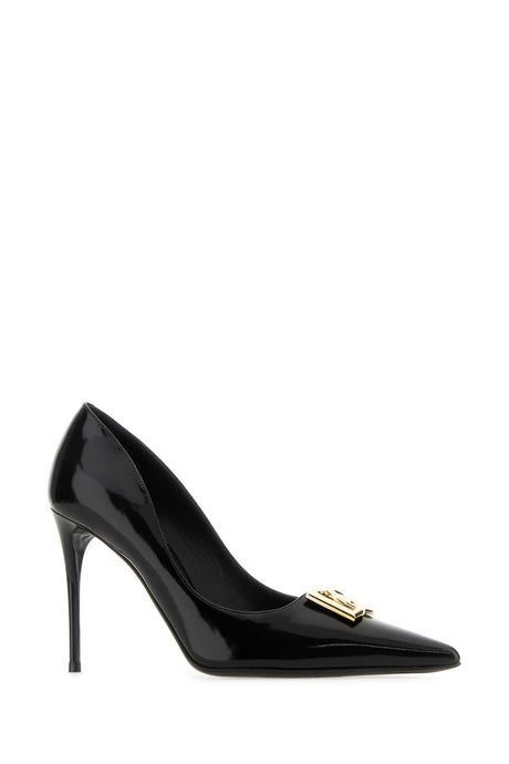 DOLCE & GABBANA Elegant Black Leather Pumps with 9 cm Heel