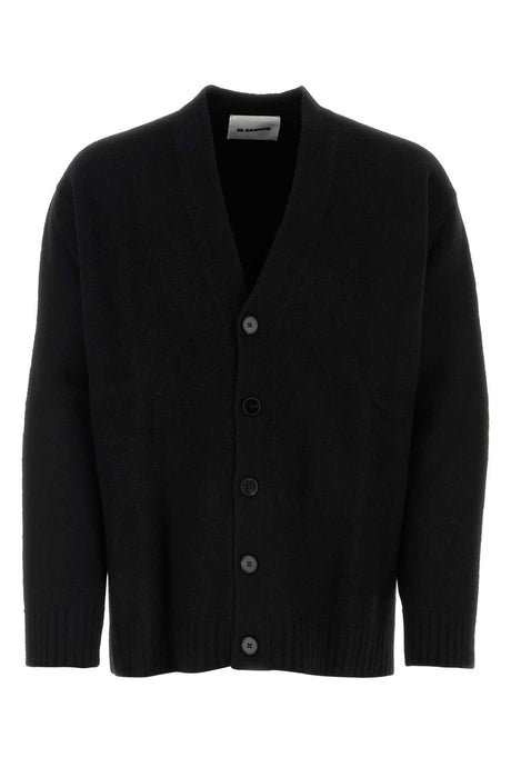 JIL SANDER Sophisticated Black Wool Knit Cardigan for Men