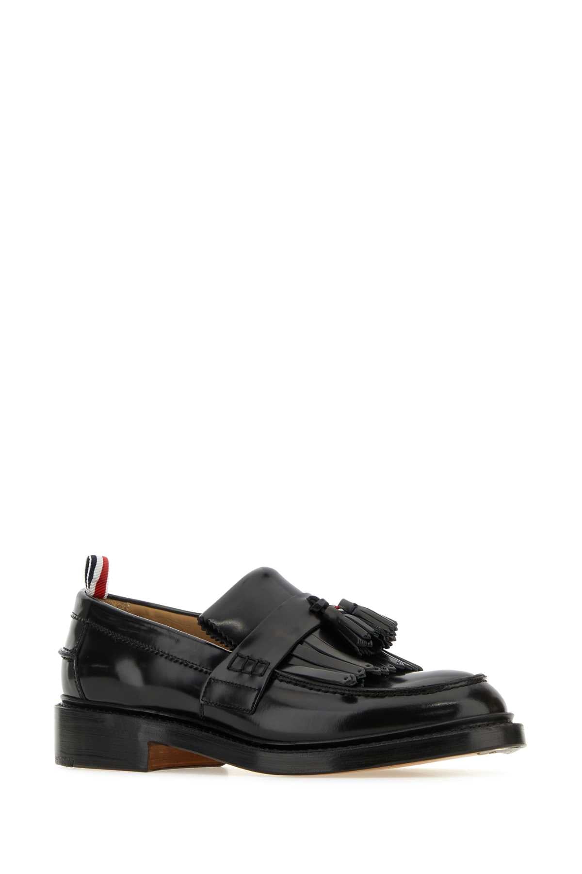 THOM BROWNE Classic Black Leather Loafers for Women