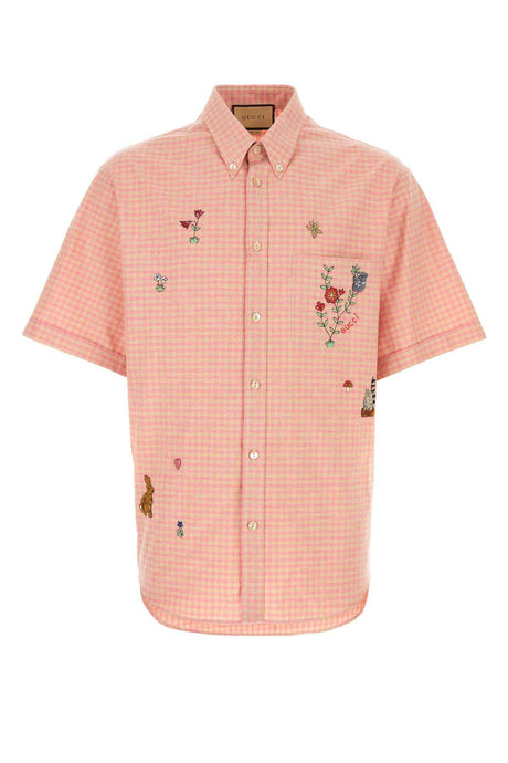 GUCCI Checked Embroidered Cotton Shirt for Men - 23S Collection