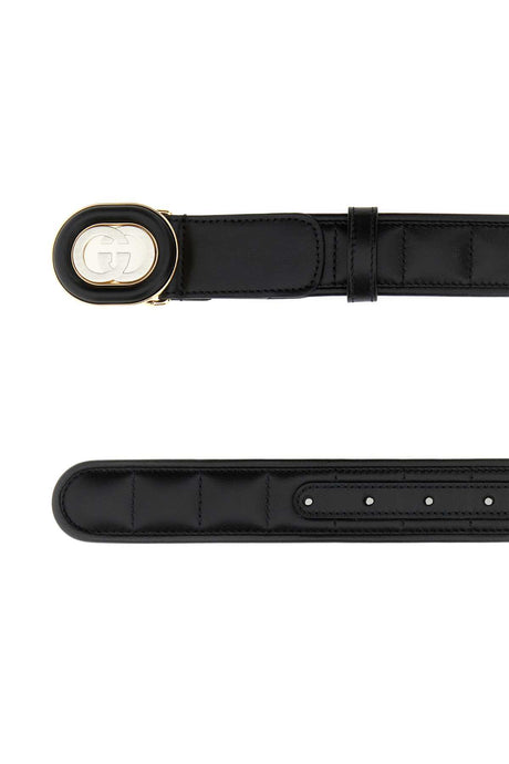 GUCCI Elegant Black Leather Belt - 3 cm Height