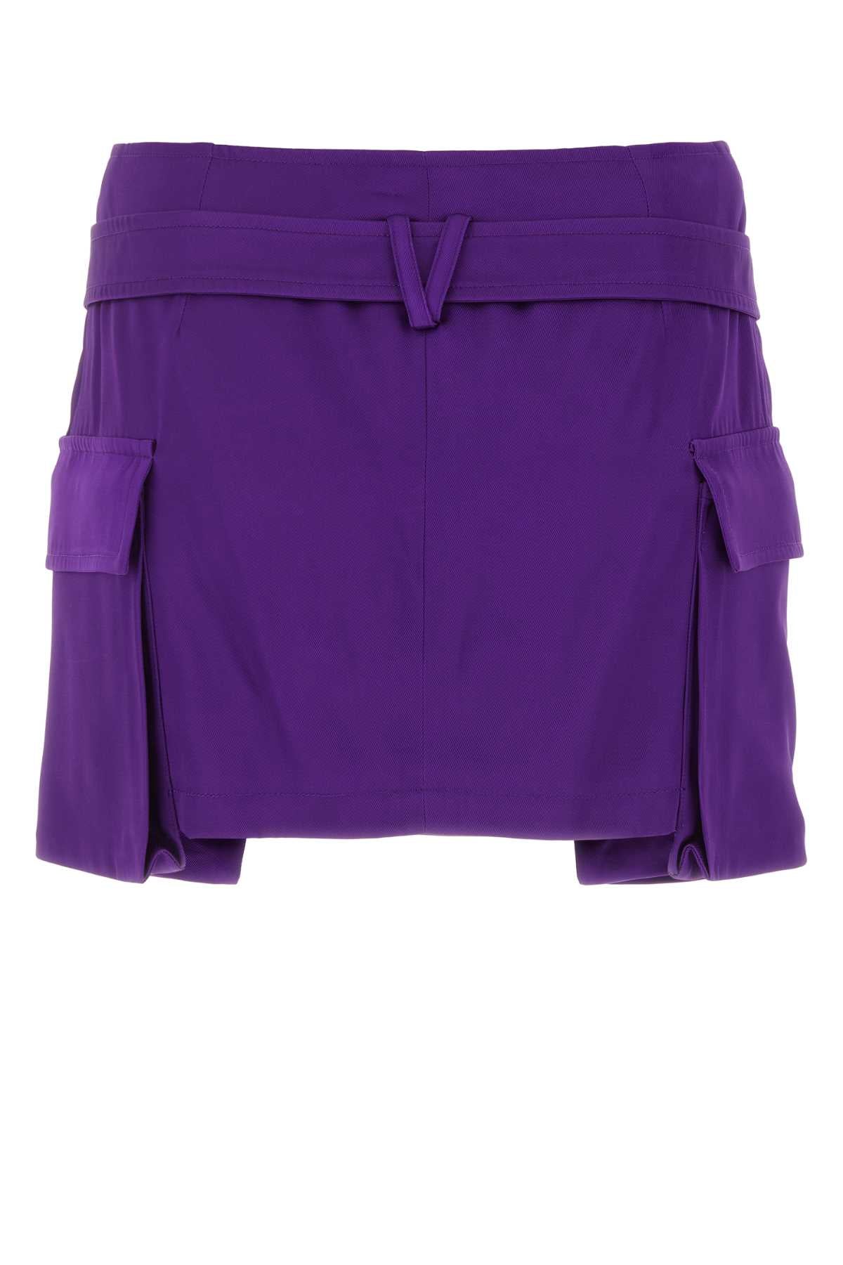 VERSACE Luxurious Purple Satin Mini Skirt for Women