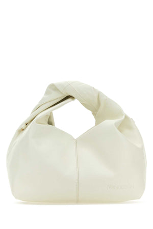 JW ANDERSON Ivory Leather Mini Twister Hobo Handbag