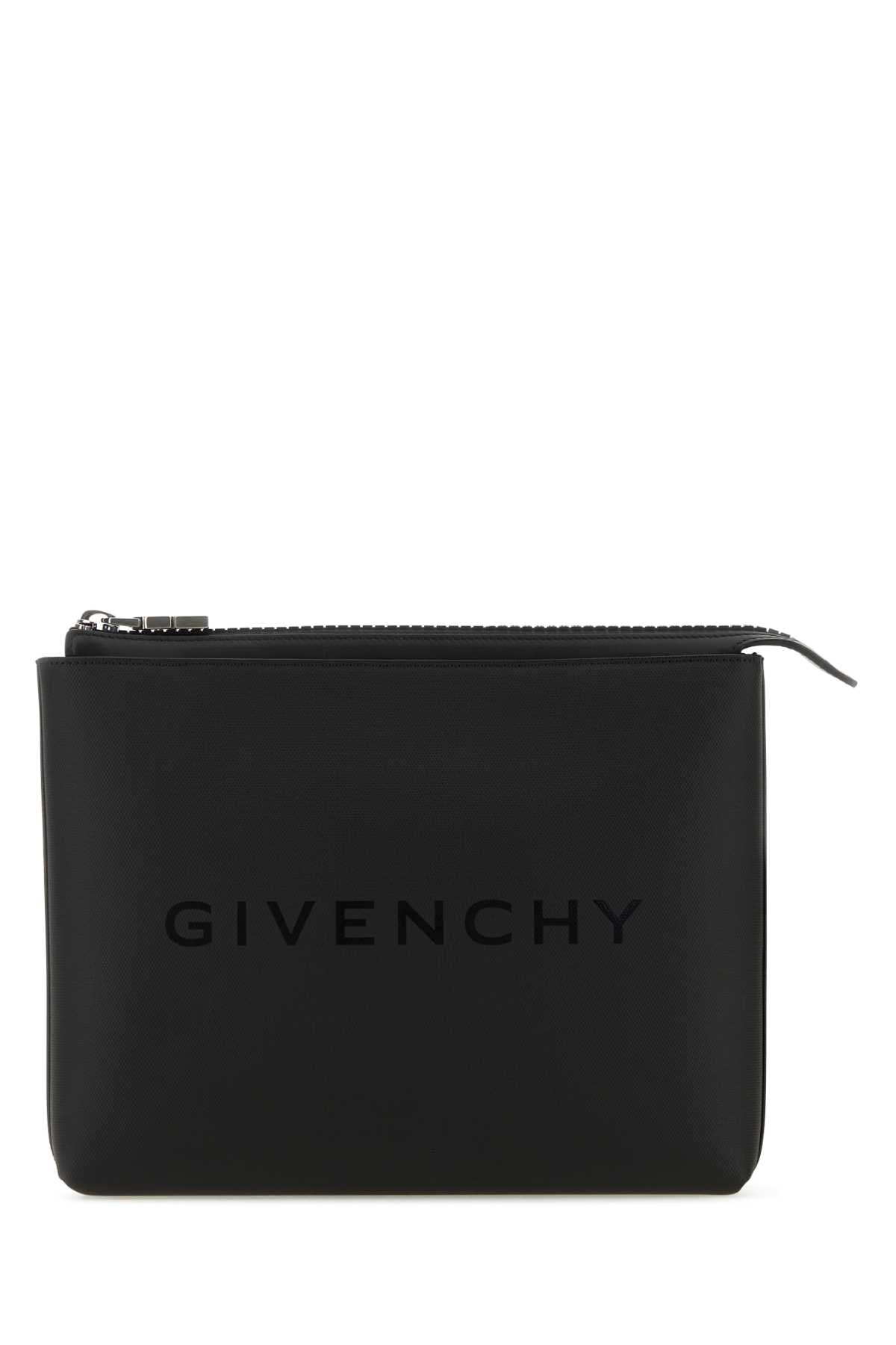 GIVENCHY Classic Black Canvas Pouch Handbag - 27cm x 22cm x 4cm