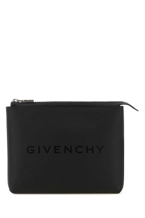 GIVENCHY Classic Black Canvas Pouch Handbag - 27cm x 22cm x 4cm