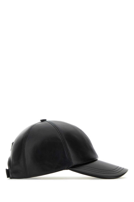 PRADA Black Nappa Leather Baseball Cap for Men