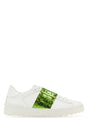 VALENTINO GARAVANI Distinctive Leather Rockstud Sneakers with Green Accent