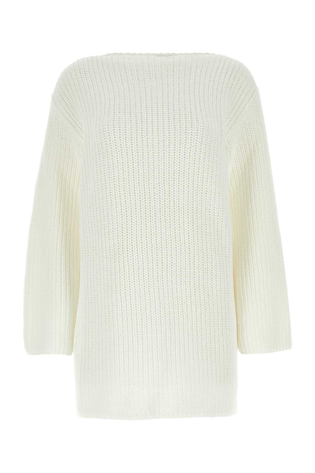 SALVATORE FERRAGAMO White Oversized Cotton Sweater for Women