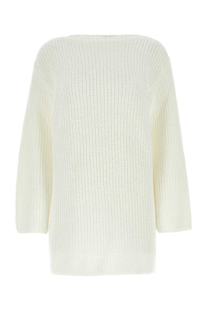 SALVATORE FERRAGAMO White Oversized Cotton Sweater for Women