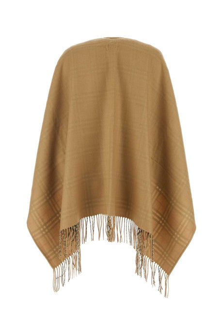 BURBERRY Elegant Camel Wool Cape for Women