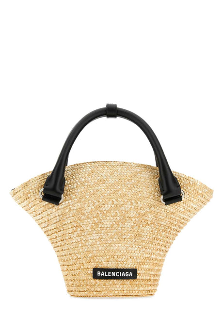 BALENCIAGA Mini Straw Beach Handbag