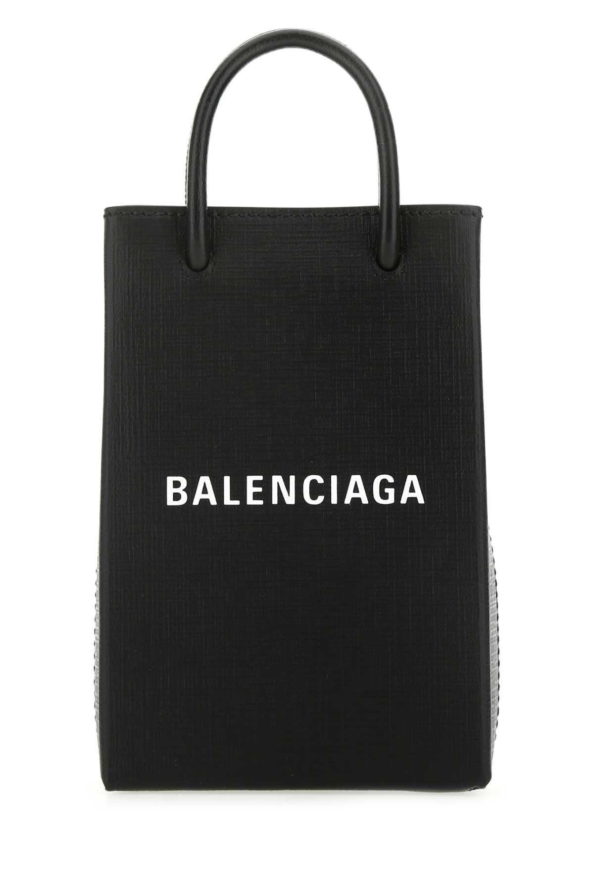 BALENCIAGA Mini Black Leather Phone Case