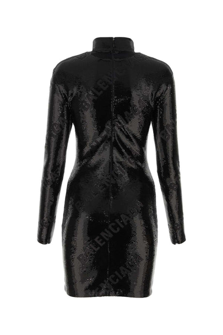 BALENCIAGA Glamorous Mini Dress with Black Sequins