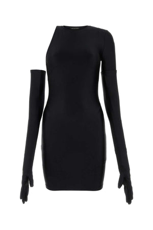 BALENCIAGA Sleek Black Stretch Nylon Mini Dress