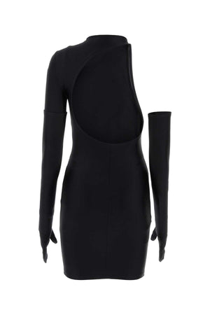 BALENCIAGA Sleek Black Stretch Nylon Mini Dress