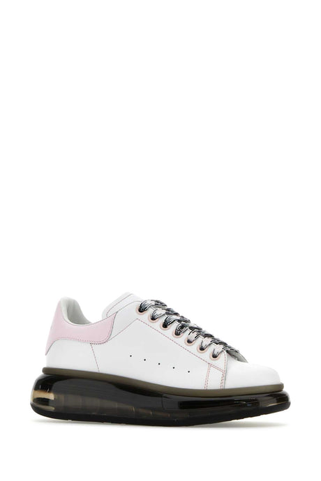 ALEXANDER MCQUEEN Classic White Leather Sneakers with Pink Heel