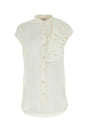 ALEXANDER MCQUEEN Elegant White Satin Blouse for Women