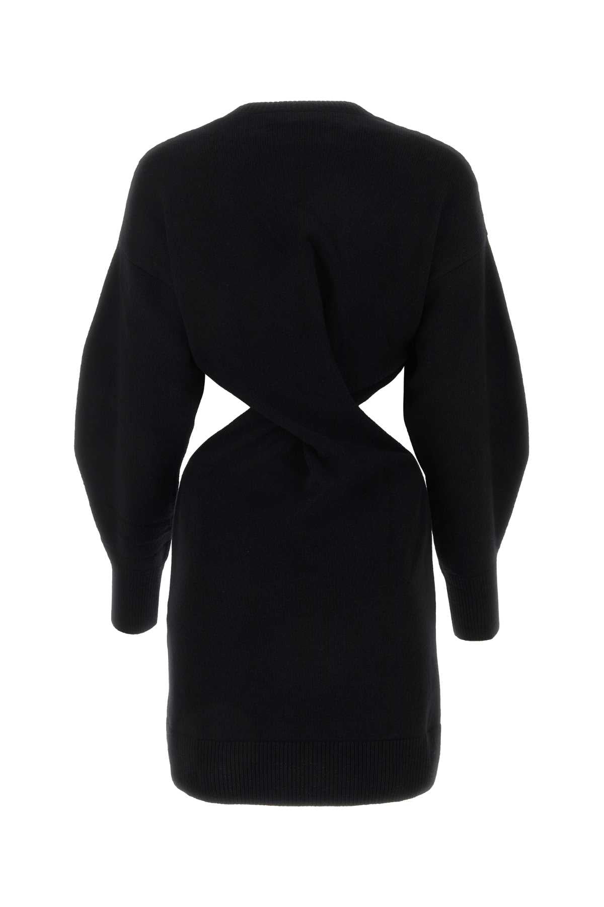 ALEXANDER MCQUEEN Sophisticated Black Wool Blend Dress