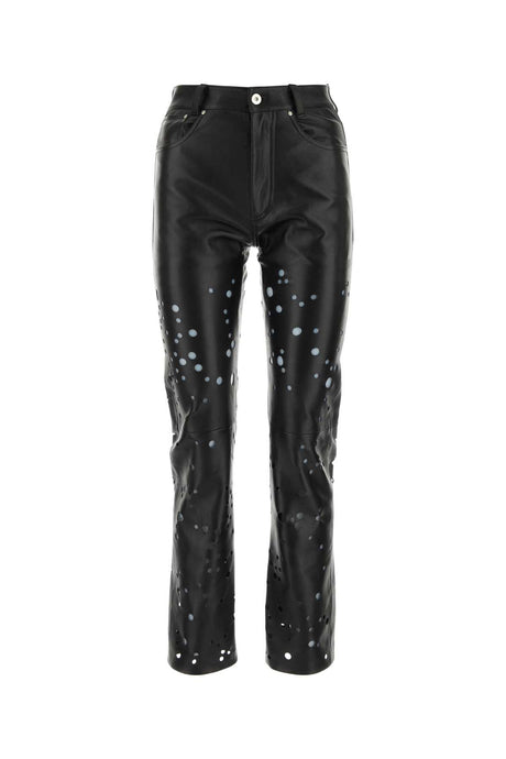 DURAZZI Black Leather Pants for Women - 23W Collection