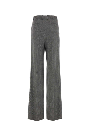 SAINT LAURENT Embroidered Wide-Leg Wool Pants