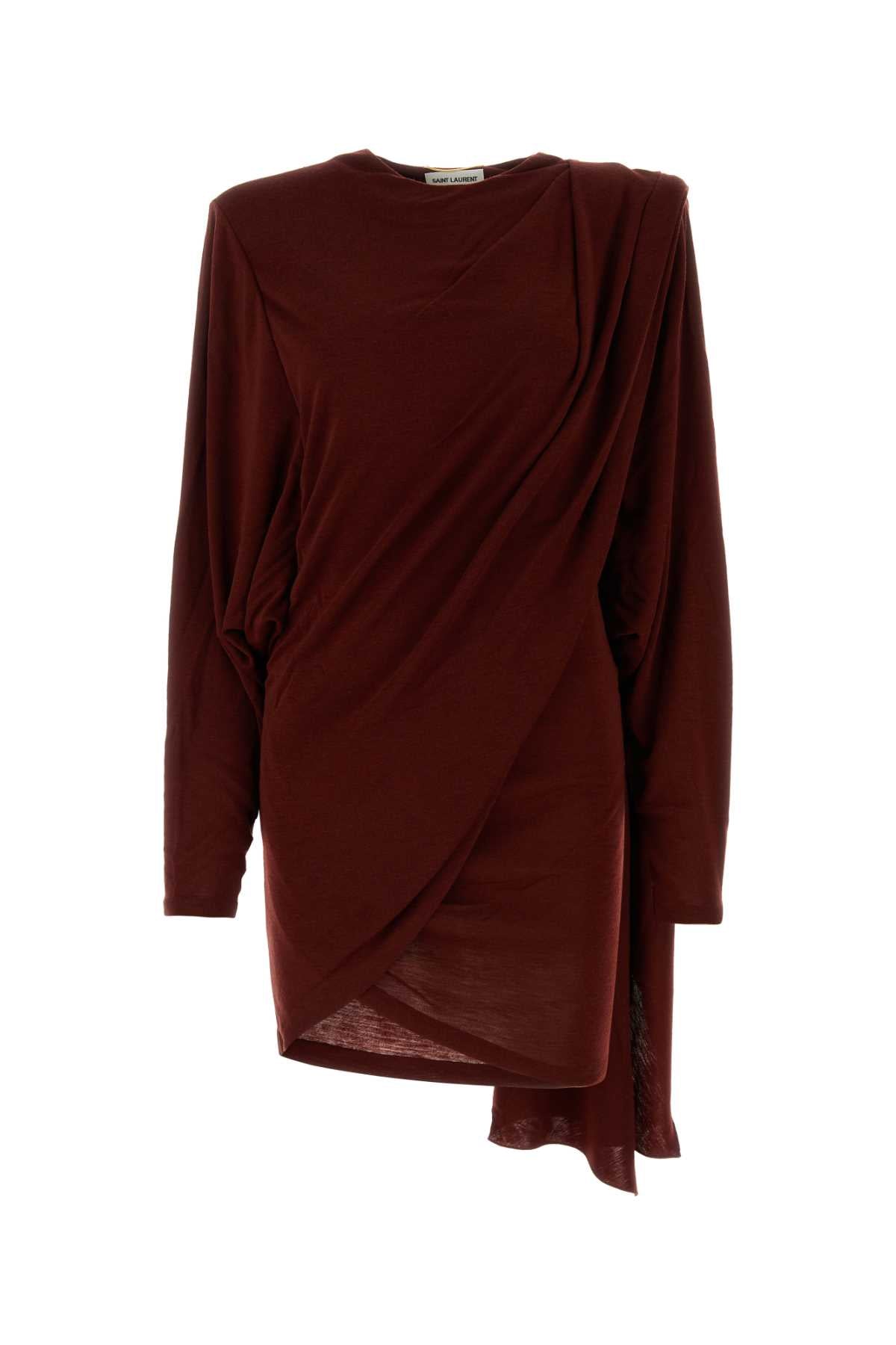 SAINT LAURENT Chic Burgundy Mini T-Shirt Dress