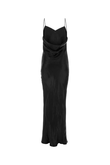 SAINT LAURENT Elegant Black Satin Long Dress