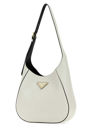 PRADA Chic White Leather Shoulder Handbag - 30 cm Width