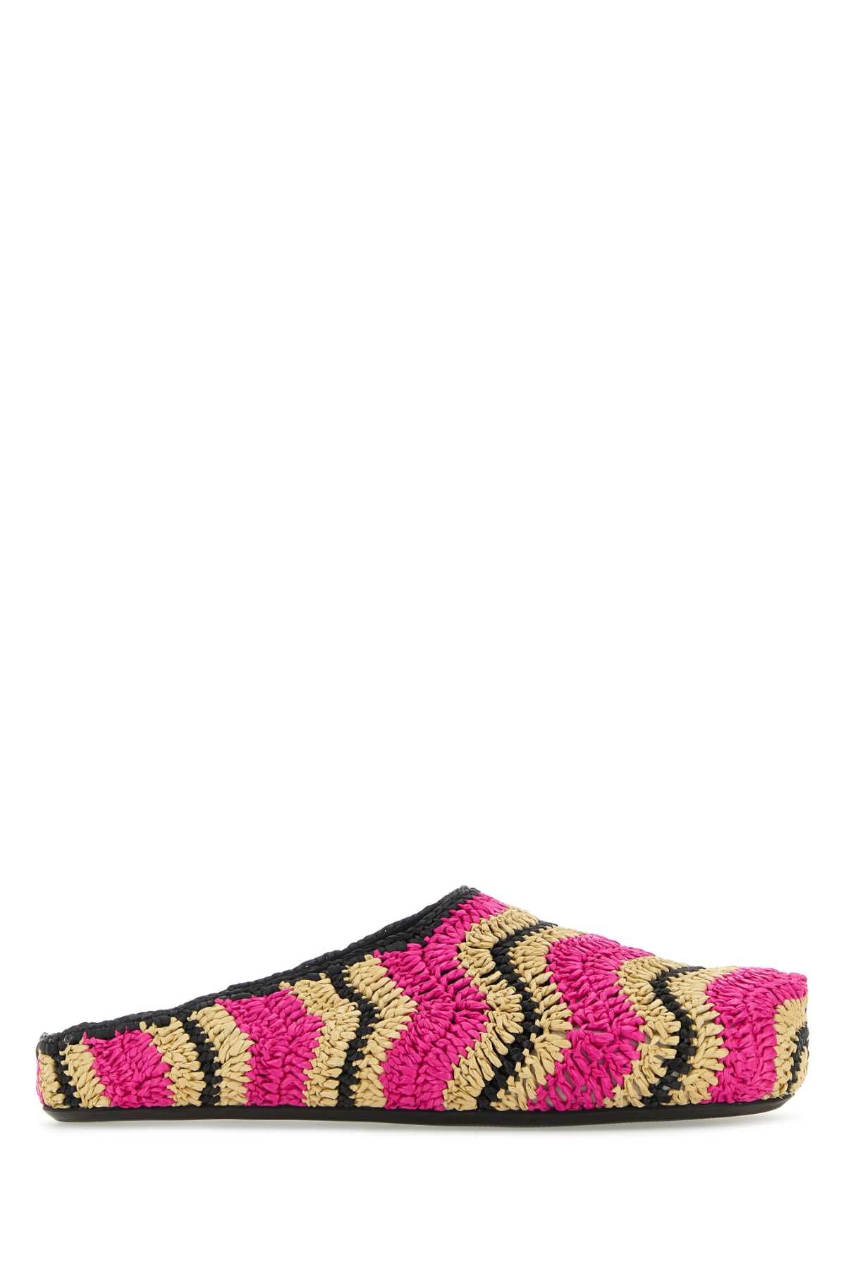 MARNI Multicolor Raffia Slippers for Men