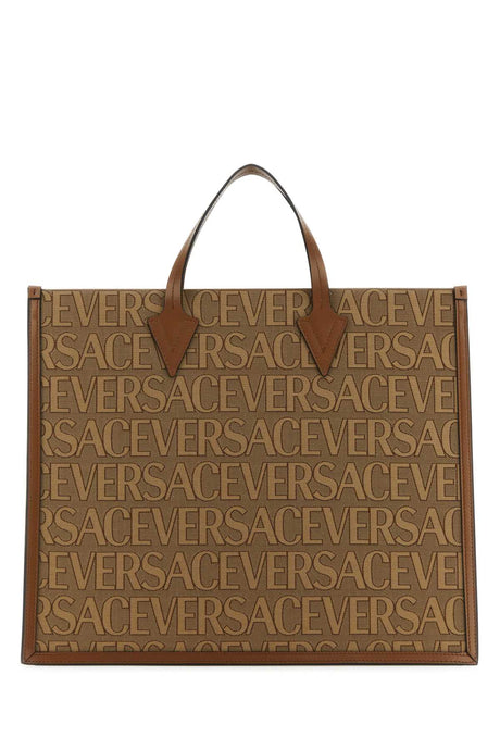 VERSACE Embroidered Canvas Allover Shopping Handbag - 42x35x16.5 cm