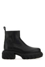 OFF WHITE Stylish Black Leather Tractor Motor Ankle Boots