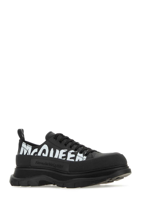 ALEXANDER MCQUEEN Men's Black Leather Tread Slick Sneaker