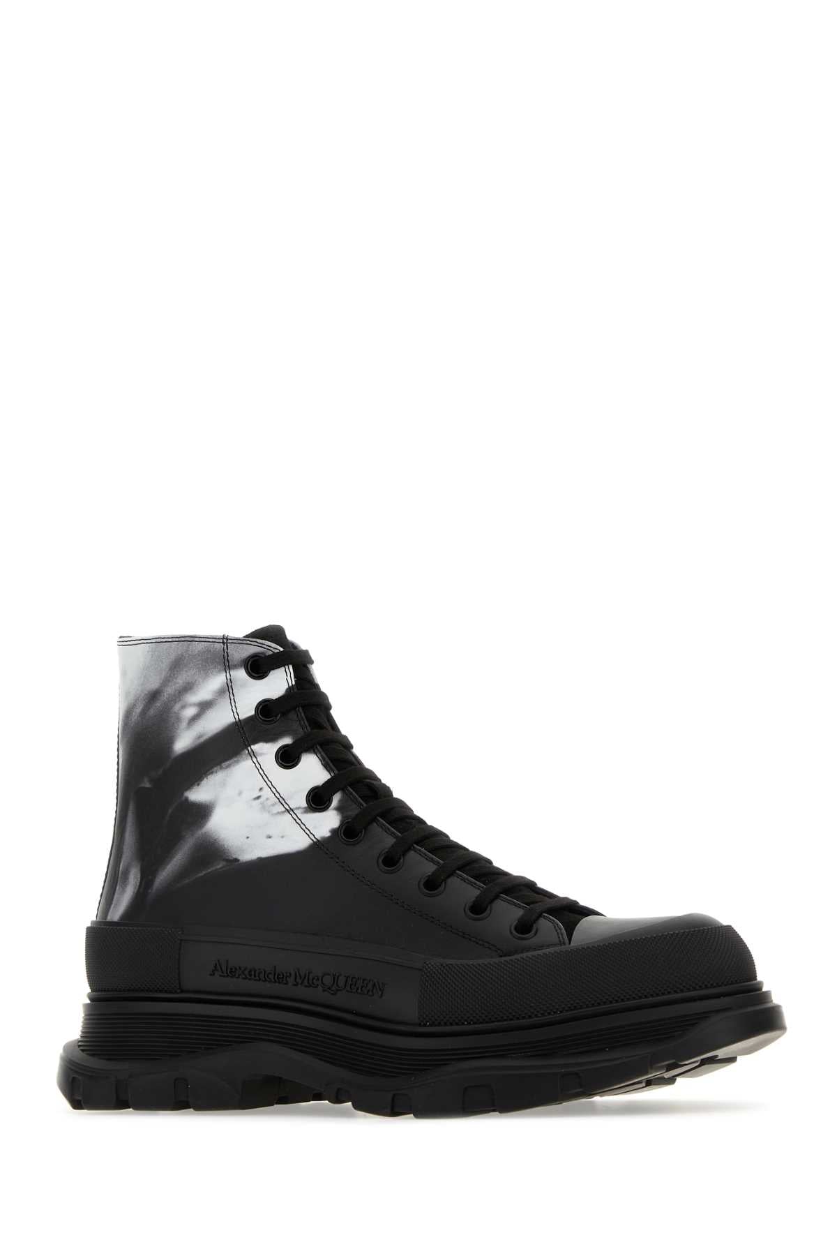 ALEXANDER MCQUEEN Printed Leather Tread Slick Sneakers for Men