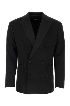 DSQUARED Black Stretch Wool Blazer for Men