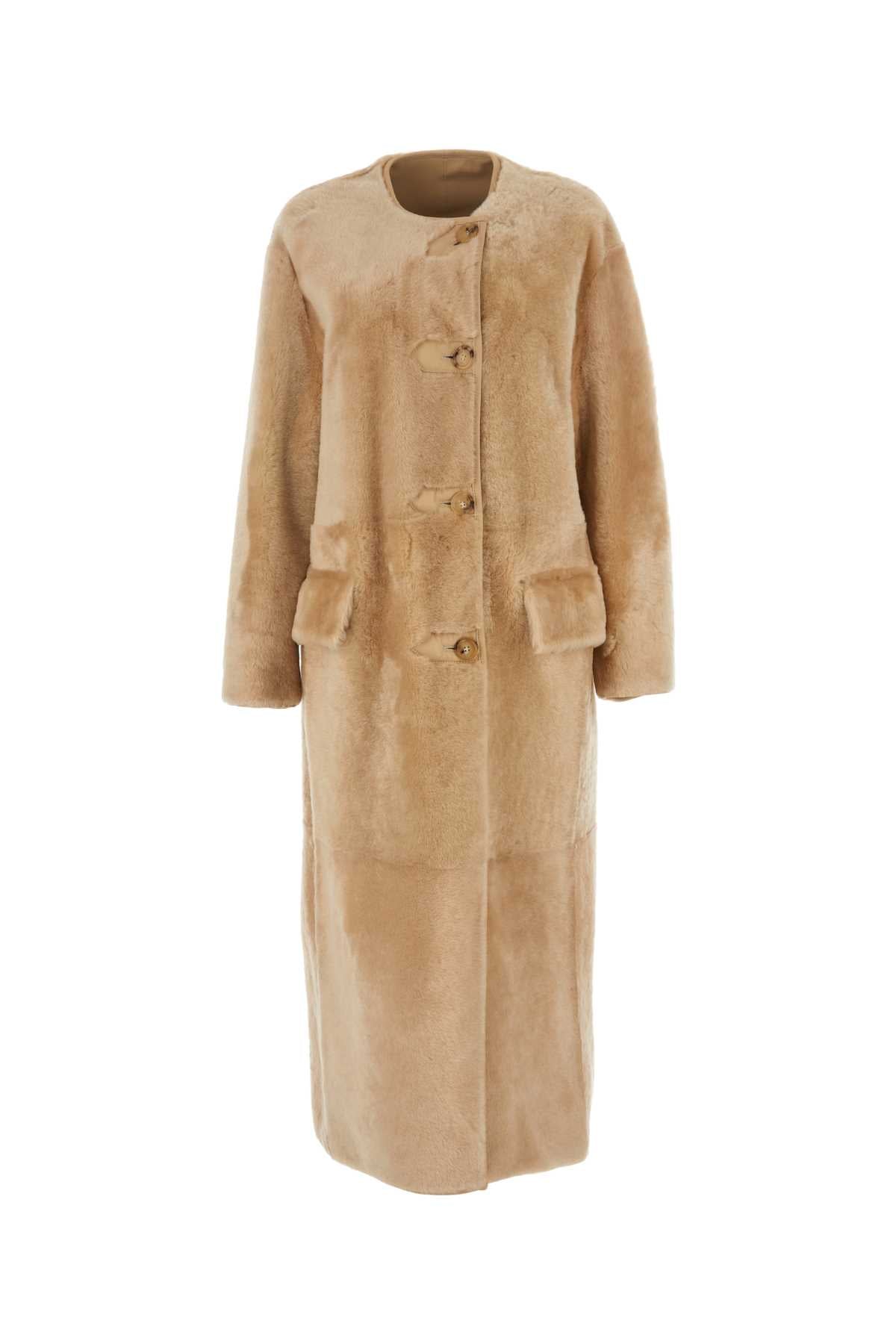 MAX MARA Chic Beige Shearling Talamo Jacket