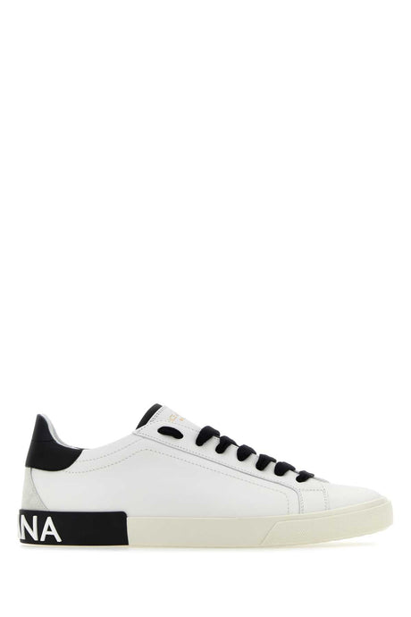 DOLCE & GABBANA Classic White Leather Portofino Sneakers for Men