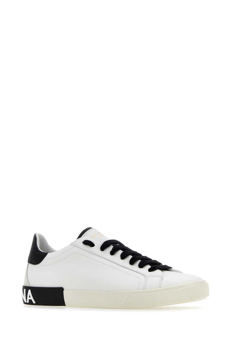 DOLCE & GABBANA Classic White Leather Portofino Sneakers for Men