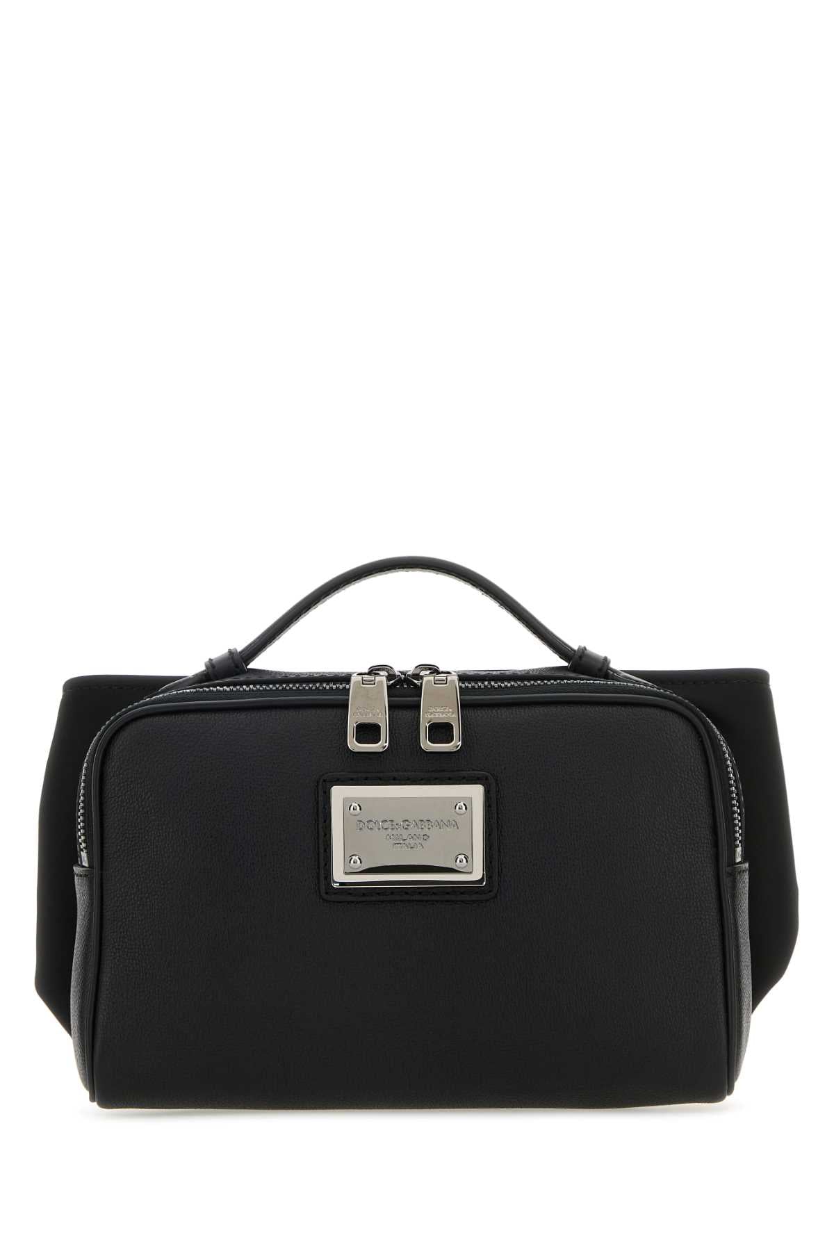 DOLCE & GABBANA Mini Black Leather and Nylon Belt Handbag